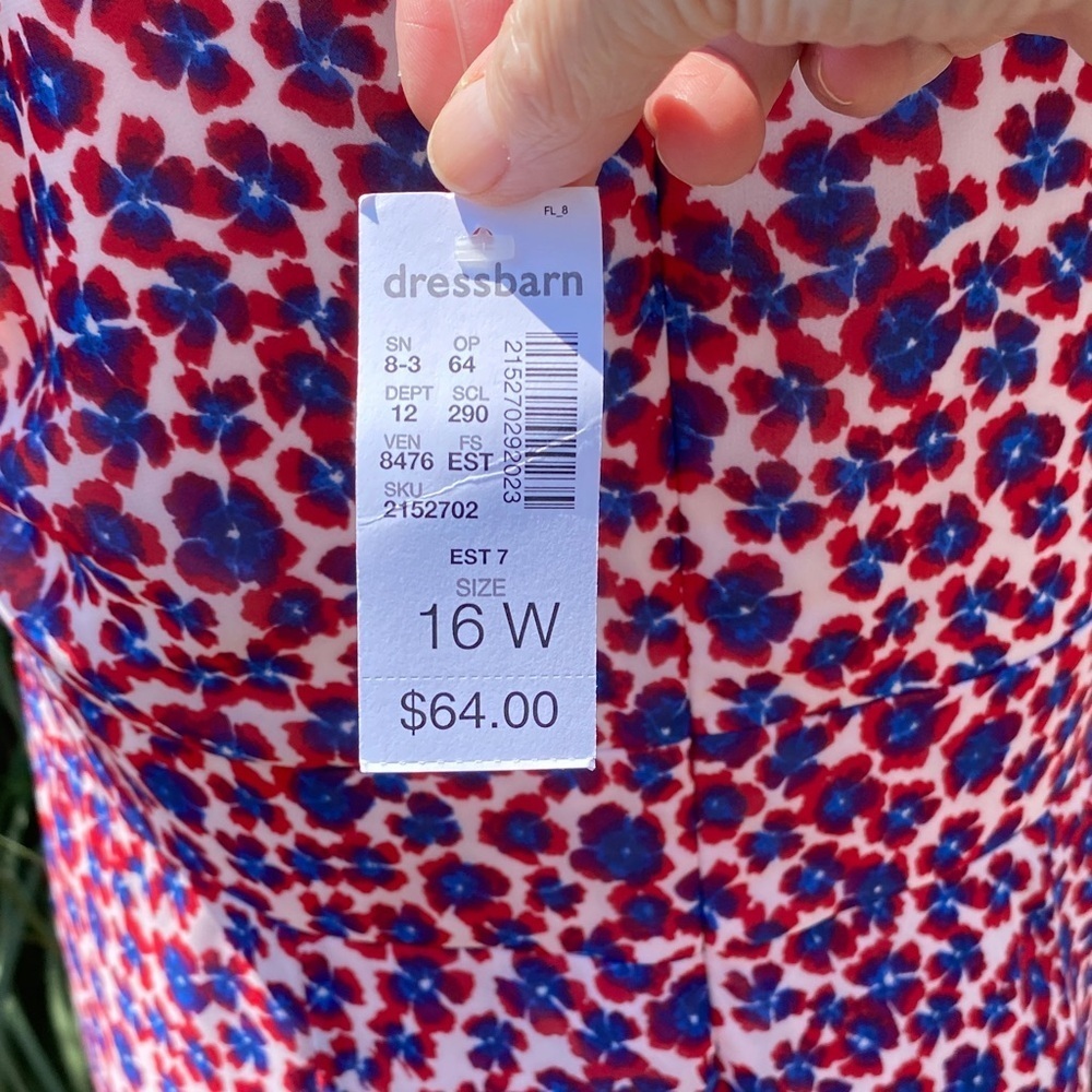 Dressbarn Established 1962  Floral Maxi Dress SZ 16W Red and Blue Flowy Design - Picture 5 of 10